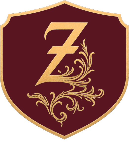 Zawadzki Capital crest: a gold Z with scrollwork on a maroon shield